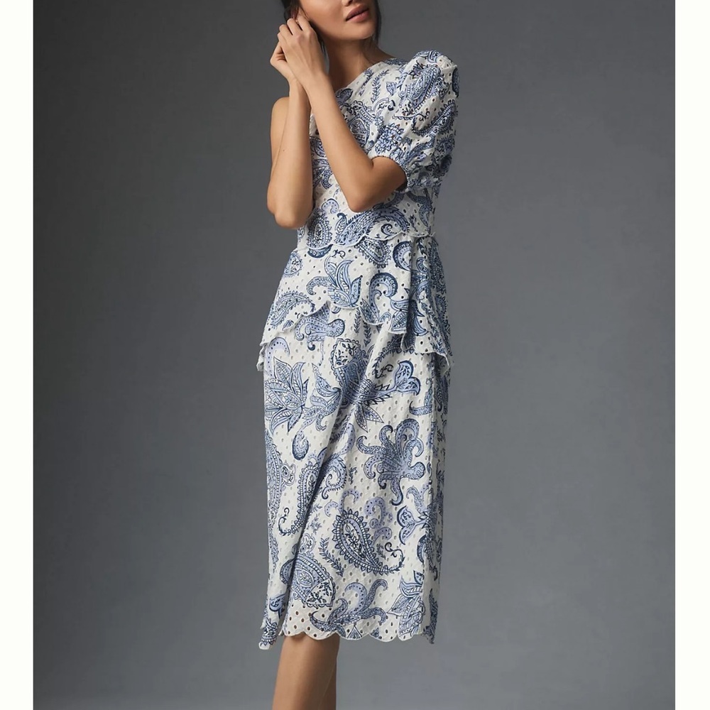 Farm Rio One-Shoulder Eyelet Midi Dress - Picture 2 of 6